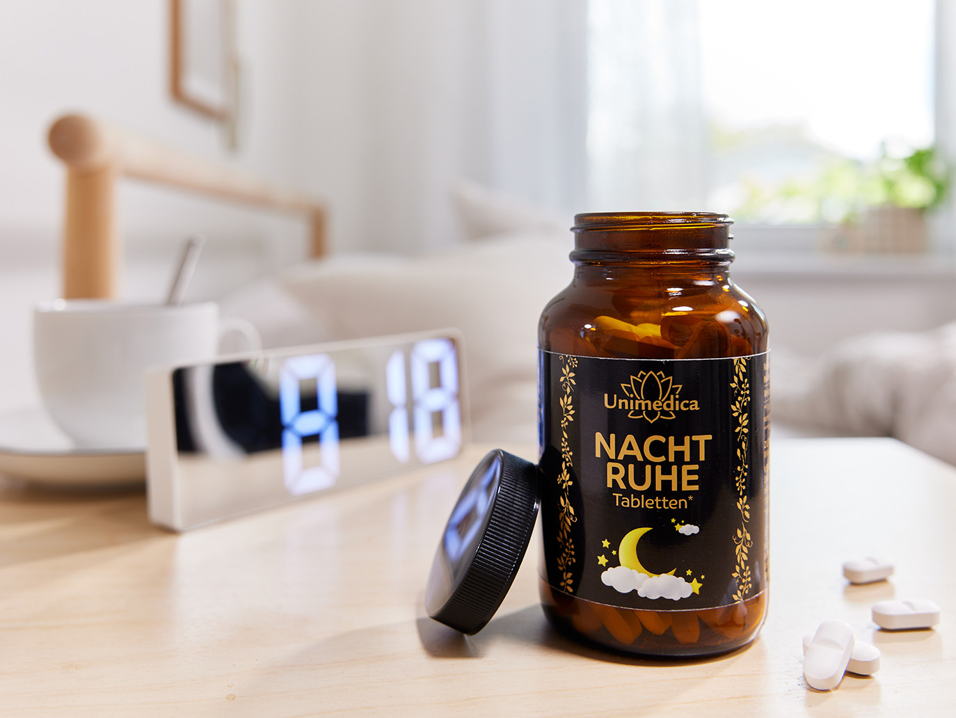 Nachtruhe Tabletten mit Melatonin - 180 Tabletten - von Unimedica